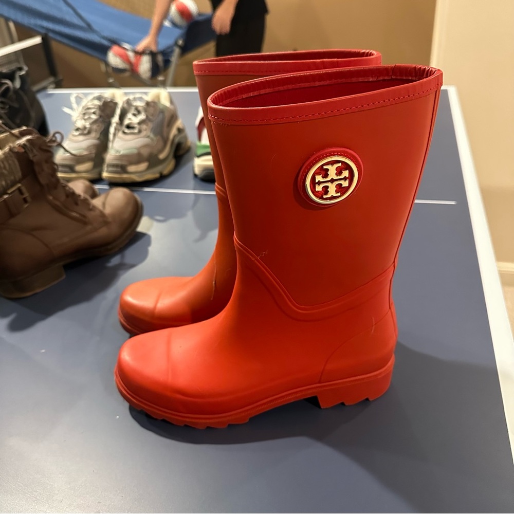 Tory Burch Red Rain Boots